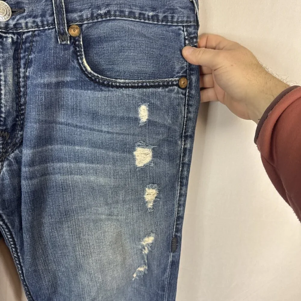 True‎ Religion Billy Giant Big T Jeans Men’s 36x30 Made in USA Distressed Hemmed